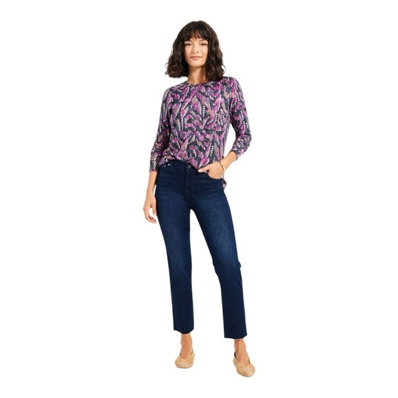 NZT Sweet Dreams Long Sleeve Printed Vines Popover Top  Nic + Zoe Pink Multi - Picture 1 of 15